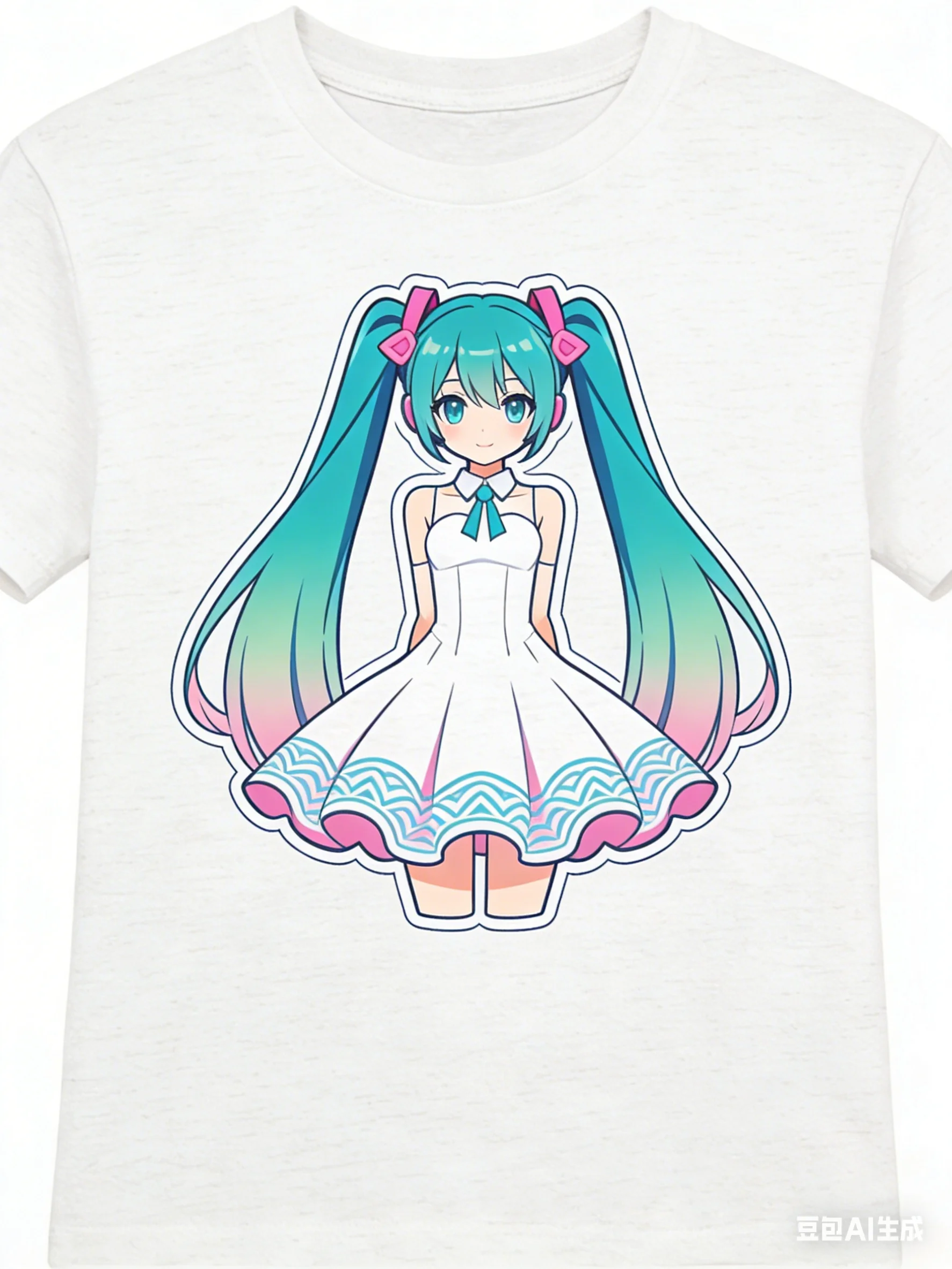 

Футболка с принтом Hatsune Miku Collaboration, японское аниме, свободный крой, утягивающий силуэт, для модных девушек