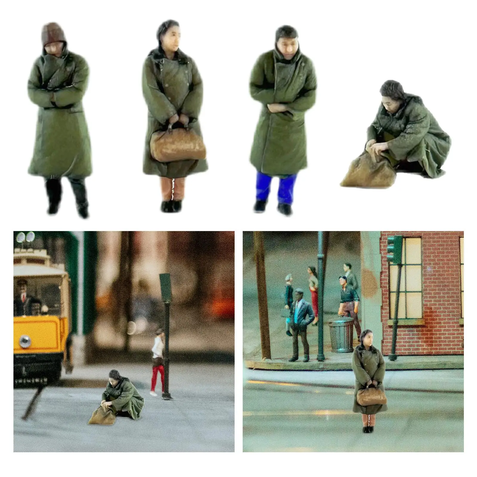 1/64 Resin Model Street Figure People Figurines Scene Props Doll Figures for Miniature Scene