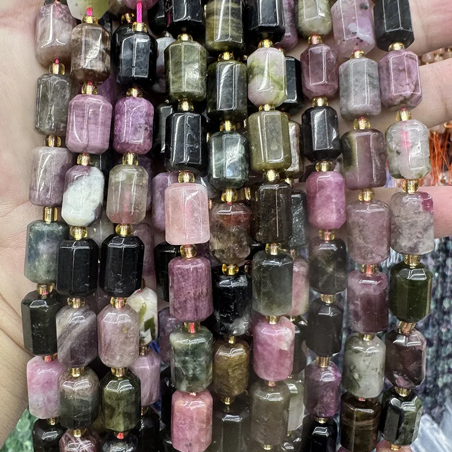 9-15mm Natural Color Tourmaline Cylinder  Spacer Beads for Jewelry Making Diy Earrings Bracelet Charms Accessories
