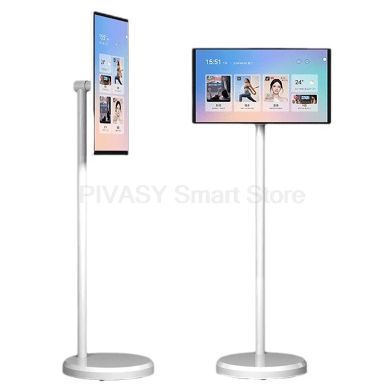 21.5 인치 터치 스크린 연구 야외 안드로이드 12 시스템 휴대용 회전식 스마트 TV 배터리 이동식 내장 8MP 전면 AF 카메라