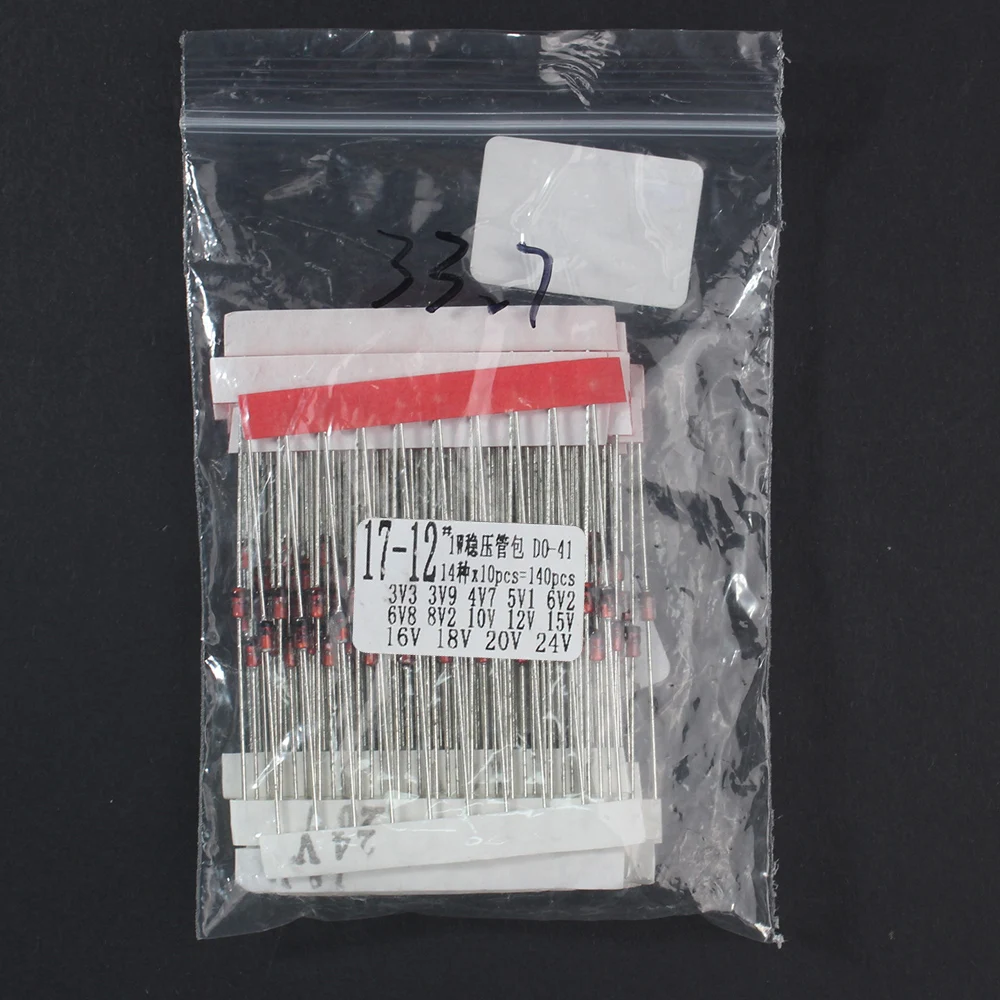 140PCS 3.3V~24V 1W Zener Diode Kit Electronic Components Diy Assorted Set 3.3V 10V 3.9V 12V 4.7V 15V 5.1V 16V 6.2V 18V 6.8V 20V