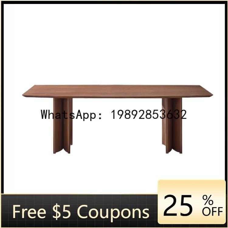 

Z2 Black Walnut Dining Table Wabi-Sabi Style Living Room Long Table Office Solid Wood Desk