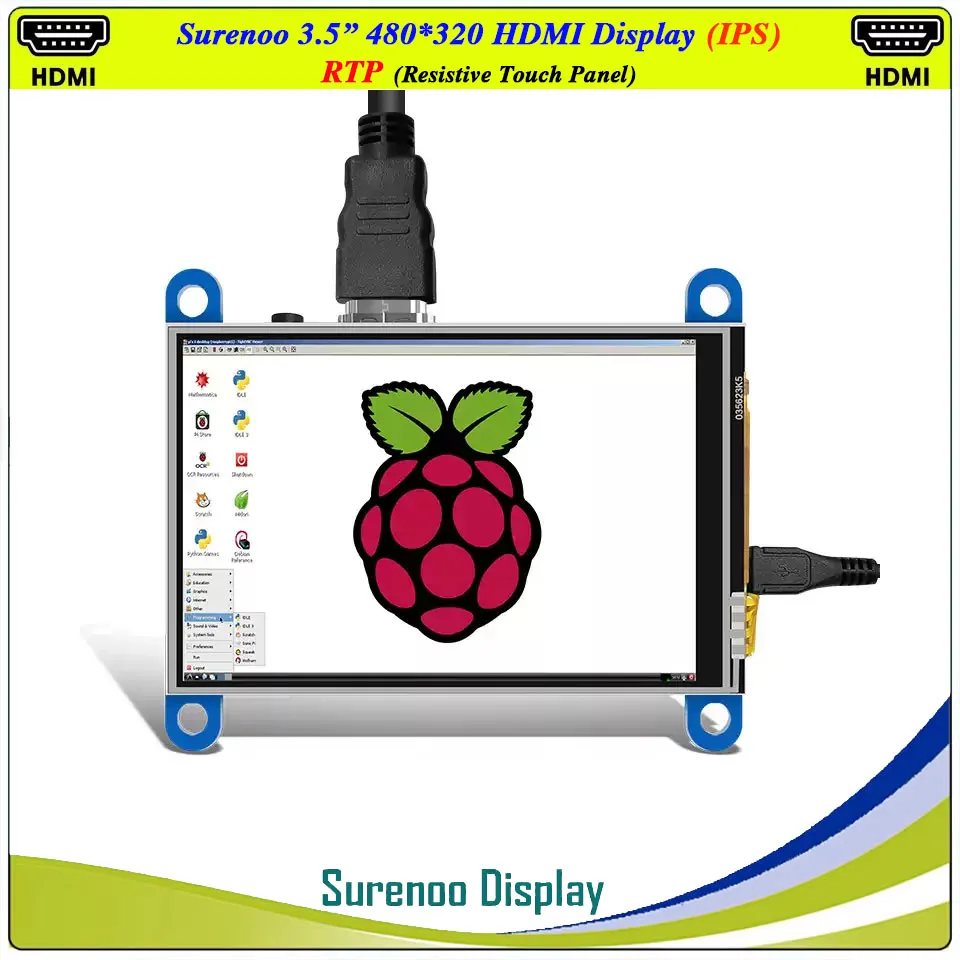 Monitor de pantalla de módulo LCD TFT Compatible con HDMI, 3,5 pulgadas, 320x480, Panel táctil capacitivo USB para Raspberry Pi