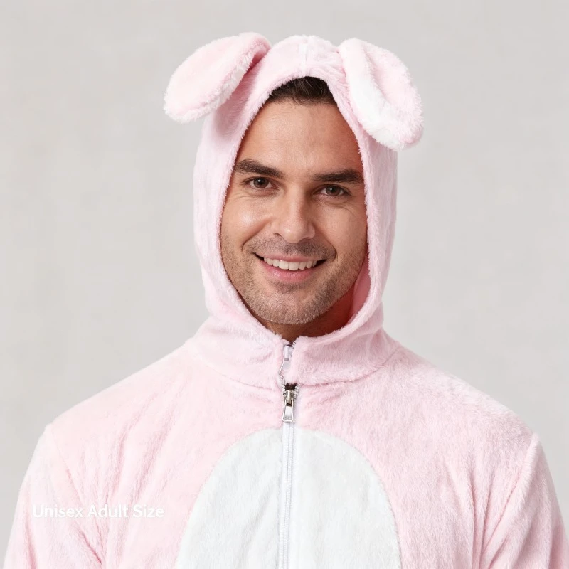 زي تنكري للرجال والنساء للبالغين على شكل حيوانات للحفلات التنكرية على شكل أرنب وردي لطيف #4