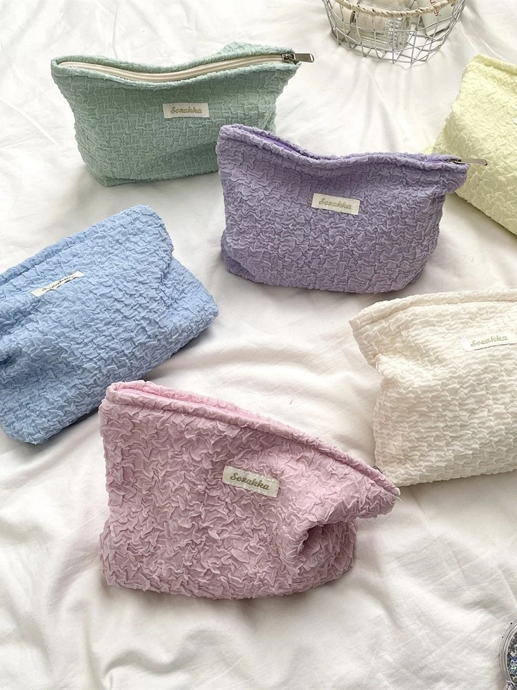 Girls Cosmetic Bag Storage Air Cushion Lipstick Pencil  Zipper Cosmetics Portable Toilet Bag