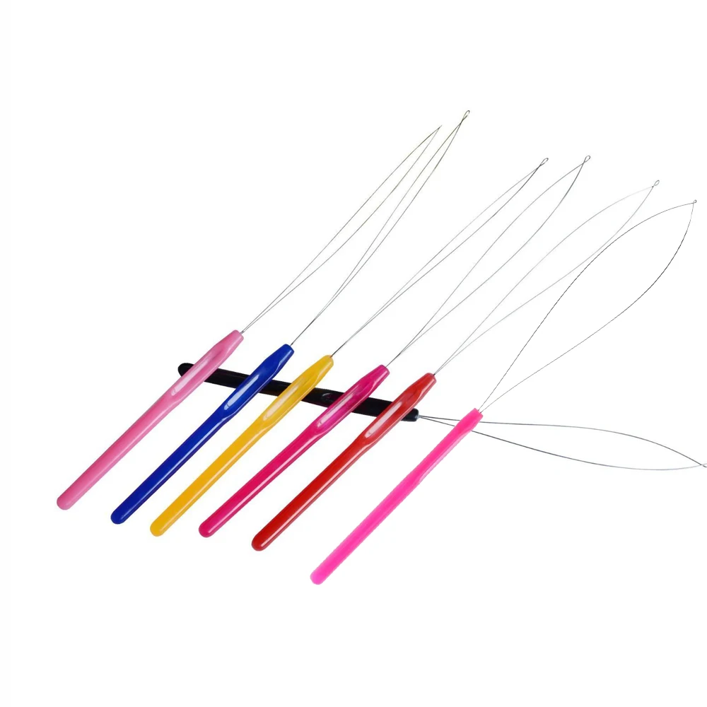 120pcs   Plastic Handle Pulling Needle & Threader Hair Extension Tools for All Kinds Micro Beads