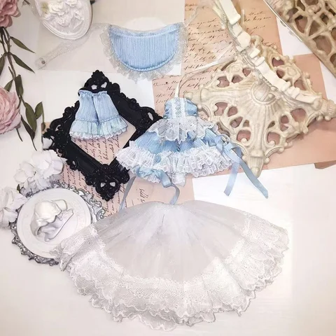 Винтаж кружевное платье для кукол BJD 1/12