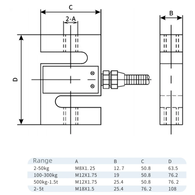 Press Pull Force Sensor S Type Load Cell High Accuracy Tension Compression 100kg 1000N  50kN Weighing Sensors