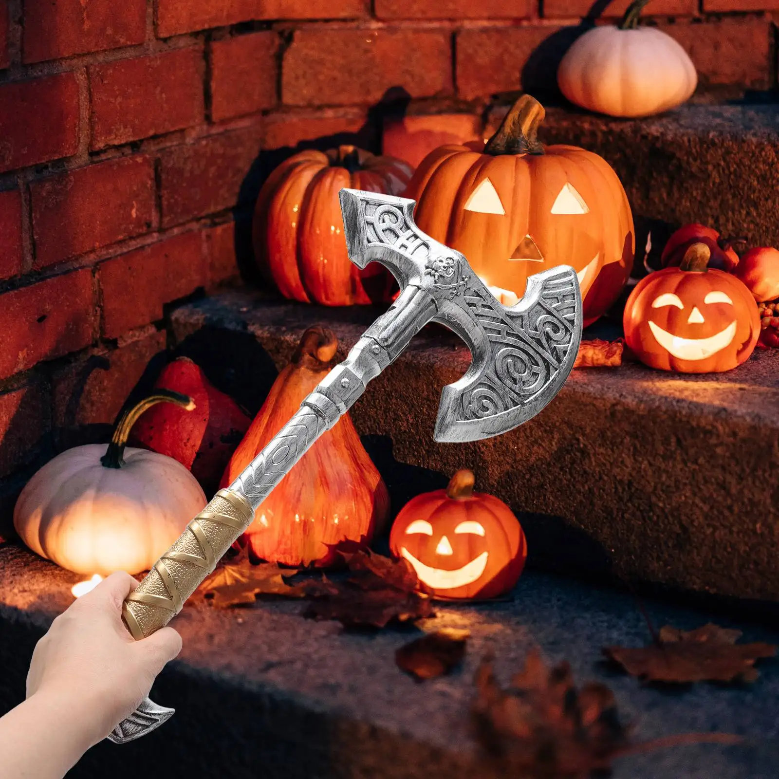 2pcs กระดูกปลาขวานเครื่องประดับ Haunted House Props ทนทานจําลองขวานพลาสติกคอสเพลย์เครื่องแต่งกายขวาน multiuse ตกแต่งฮาโลวีน