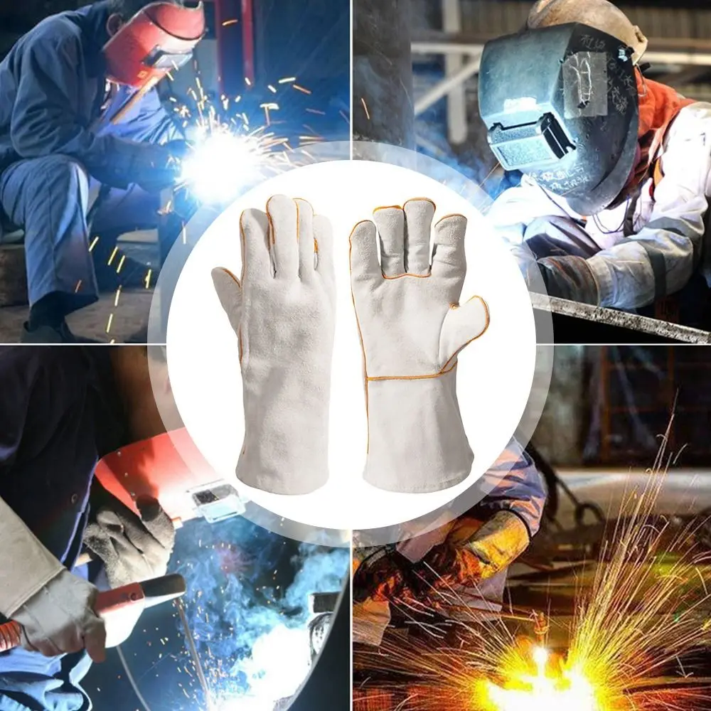 

New Cowhide Welding Gloves Thick Wear Resistant Labor Gloves Long Work Gloves