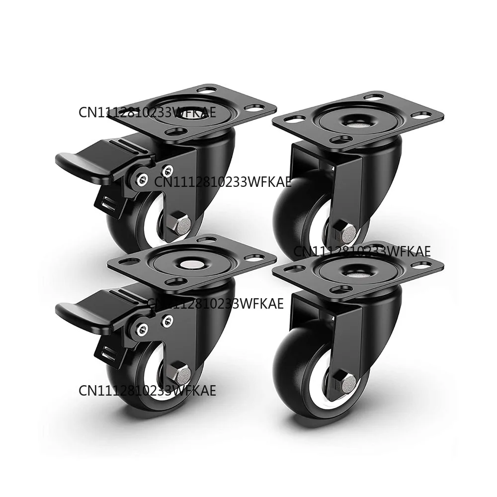 4Pcs 1.5in Heavy Duty Swivel Caster Wheels with Safety Dual Locking and Polyurethane Foam No Noise Wheels, Load Bearing 440 Lbs