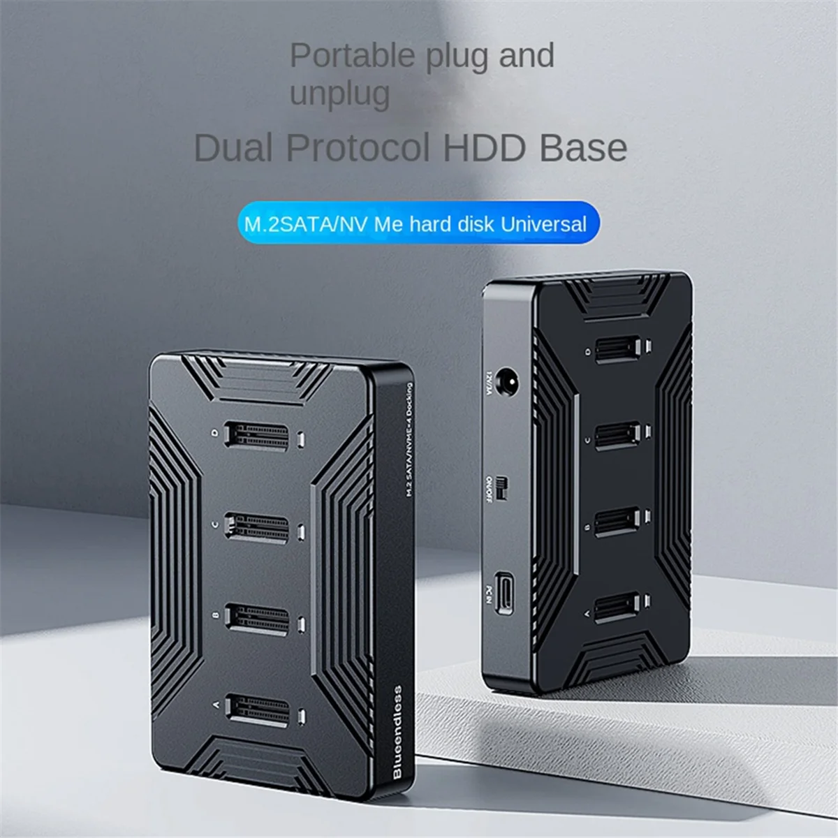 

ABJU 4 Bay M2 SSD Box Type C USB3.2 10Gbps M.2 NVME SATA Ngff Dual Protocol Aluminum Alloy SSD Enclosure EU Plug