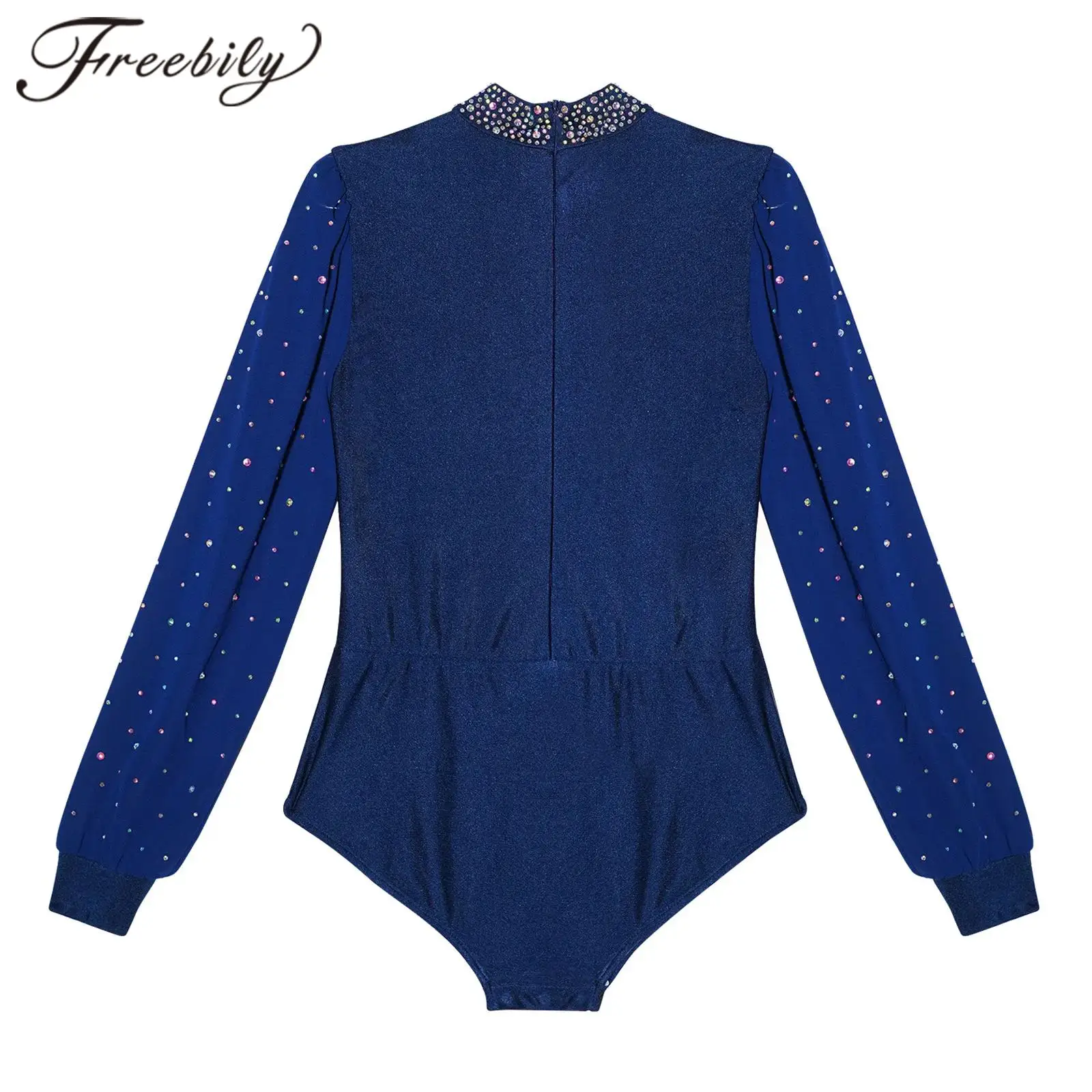 Kids Tango Latin Dance Shirts Bodysuit Childs Latin Gymnastics Bodysuit for Boys Rhinestones Figure Skating Dance Leotards Top