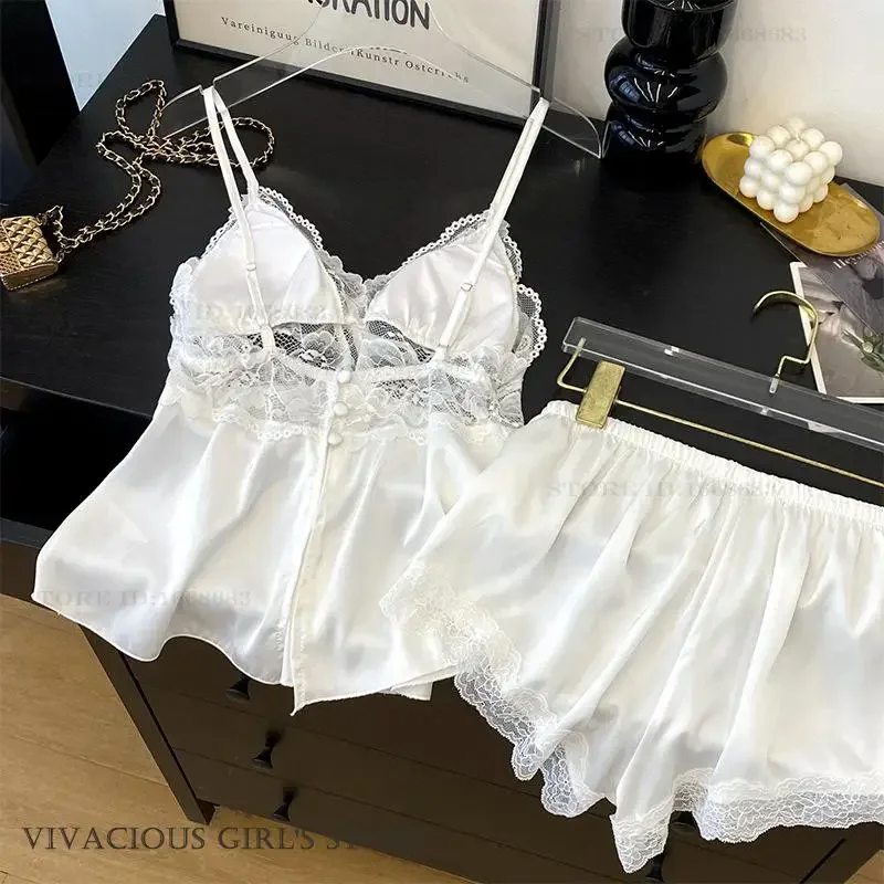 

Сексуальное интимное нижнее белье, пижамный комплект, кружевные шорты на бретельках, пижамный костюм, весна-лето, новая одежда для сна, домашняя одежда, одежда для дома