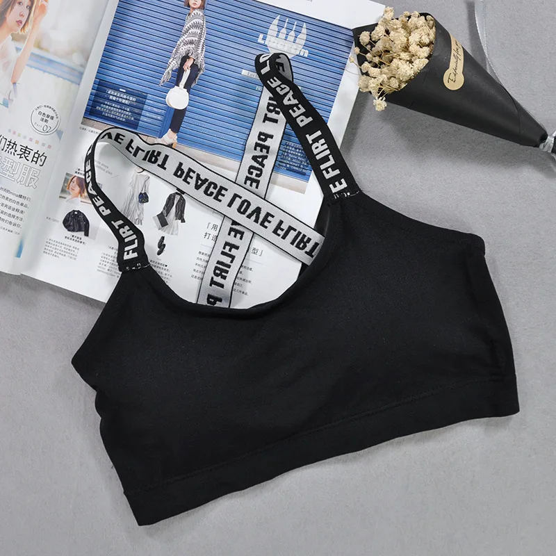 Sport Letters Bra For Cup A-D Black White Running Yoga Gym Fiess Crop Top Women Push Up Sports Bras