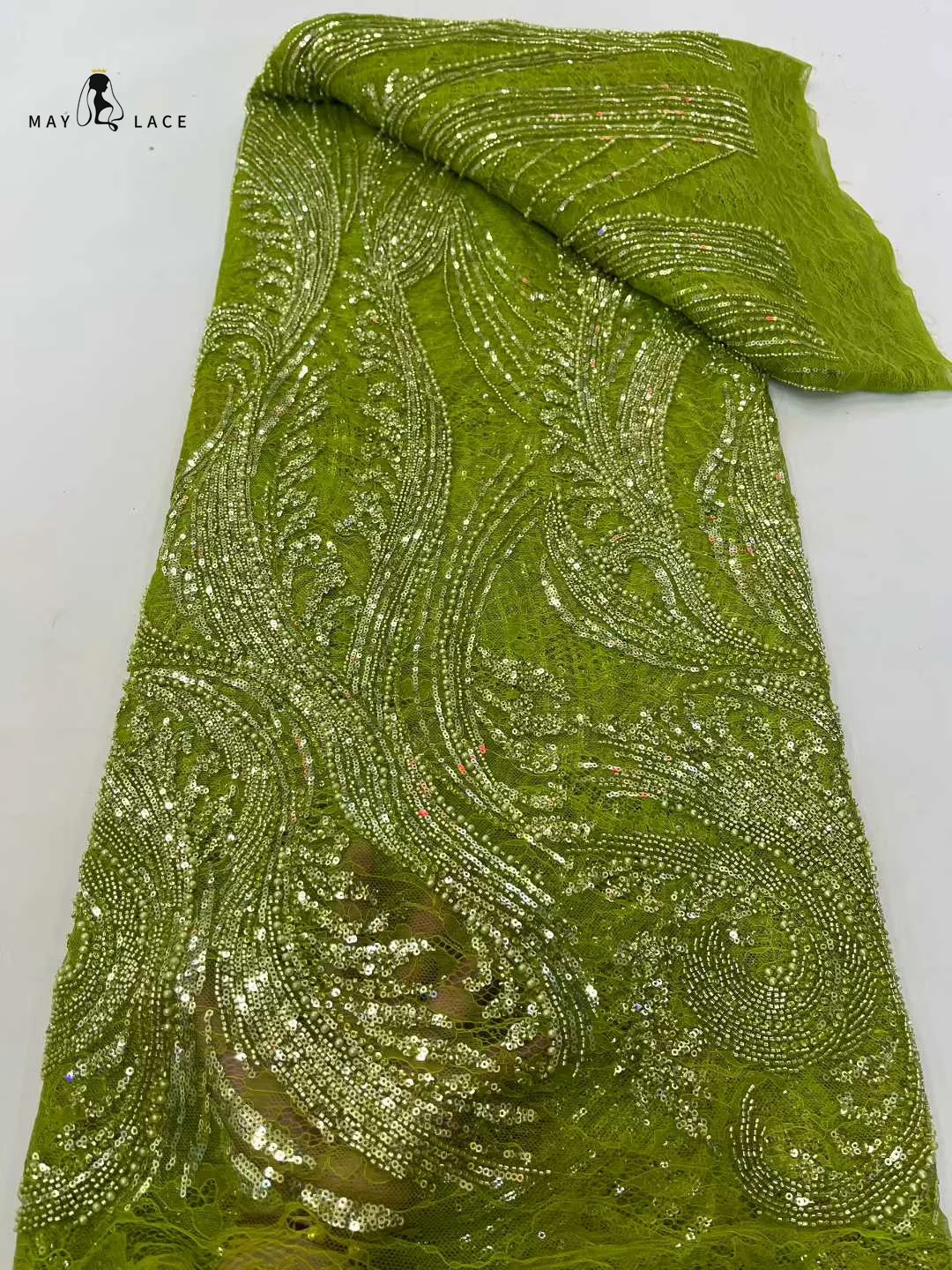

African Beaded Lace Fabric Embroidery Sequins Nigerian Bridal 2025 High Quality French Tulle Lace Fabric Women For Wedding Sew