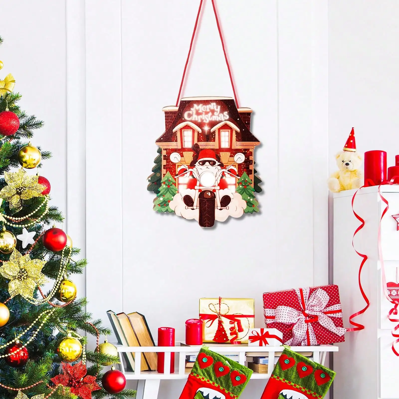 2024 Christmas Countdown Wooden Advent Calendar - Reusable Light-Up Santa Decor, Festive Kids' Gift for Home Desk