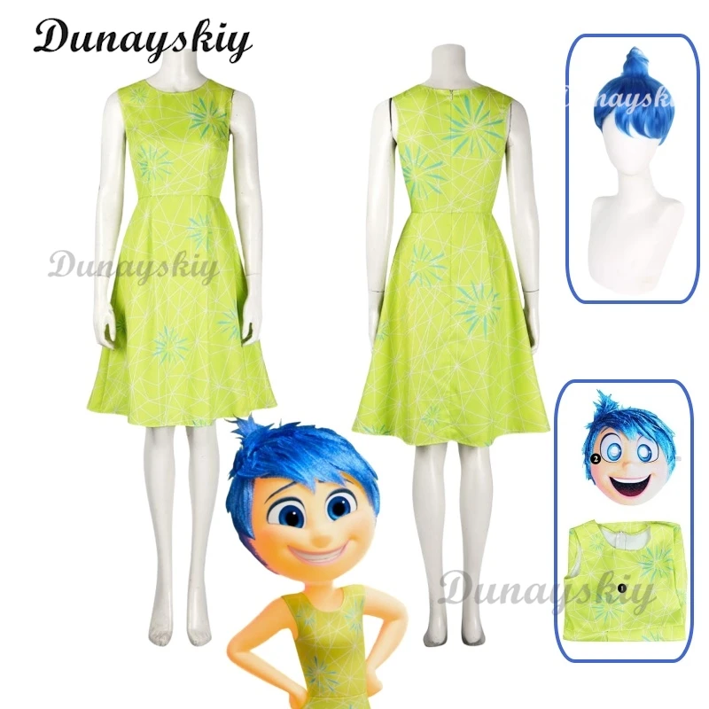 

Movie Inside Cosplay Out 2 Anime Costume Joy Disgust Kids Mesh Princess Dress Set Halloween Carnival Stage Party Clothing mask