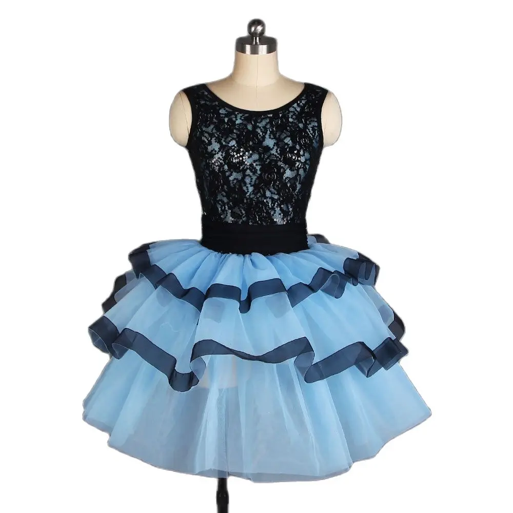 20124 Spandex Leotard With Black Stretch Sequin Lace Bodice Ballet Tutu Romantic Dance Costume Stage Ballet Tutu