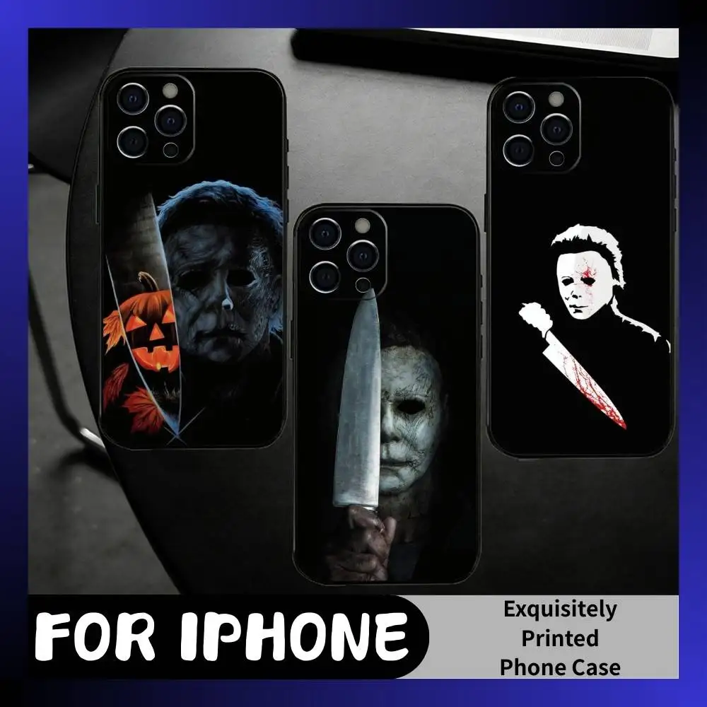 

Character Terrifying M-Michae Myers Phone Case For iPhone17,16,15,14,13,12 Plus,Max Soft Silicone Black Cover