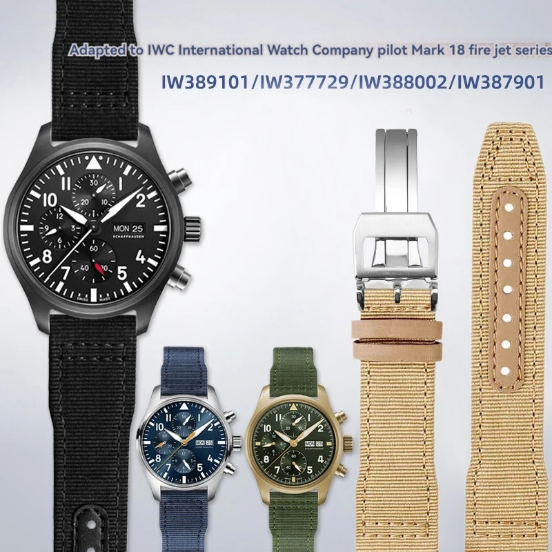 Универсальный нейлоновый ремешок для часов IWC Pilot Mark 18 Spitfire Fighter Portugal Series, холст, ремешок для часов, браслет 20 мм, 21 мм, 22 мм