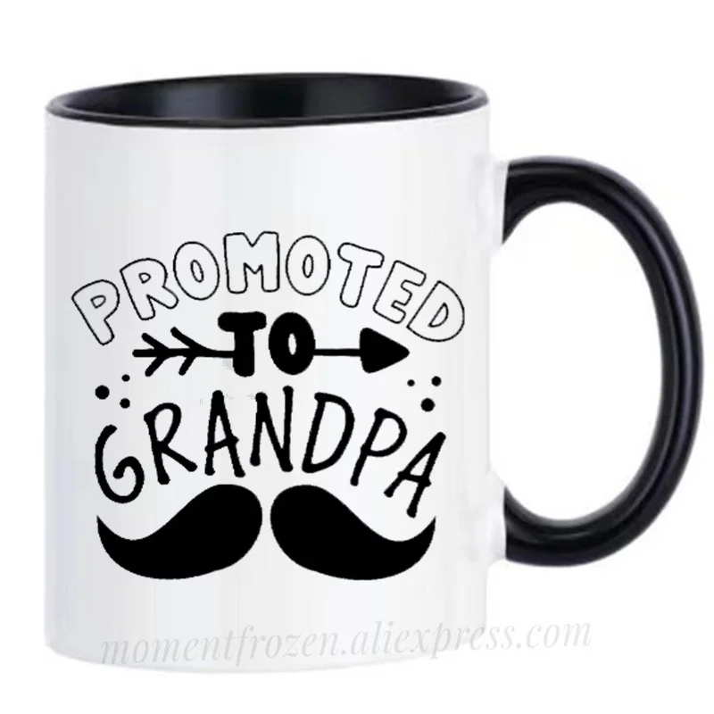 Promoted to Grandpa Mugs Papa Tea Cups Grandfather Coffee Mugen Pregnancy Announcement New Baby Drinkware Coffeeware Home Decal