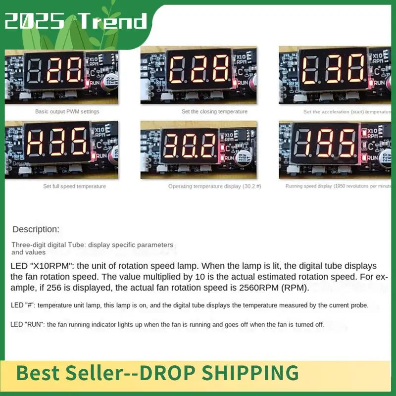 Top Deals DC 12V PWM 2-3 Wire Fan Temperature Controller Speed Governor Display Module For PC Fan/Alarm Durable , Ring Probe
