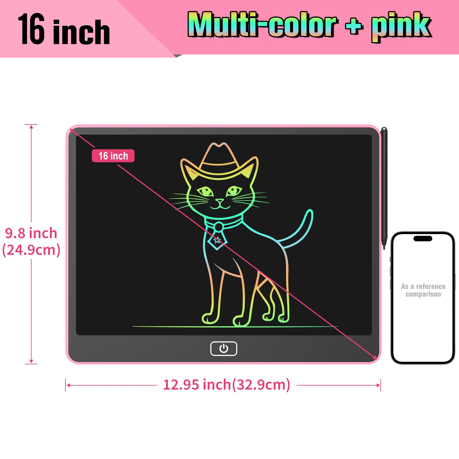 กระดานเขียน LCD ขนาด 16 นิ้ว, กระดานวาดภาพอิเล็กทรอนิกส์สีสันสดใสสําหรับเด็ก, แท็บเล็ตการเขียนแบบพกพาแบบใช้ซ้ําได้, ของเล่นเพื่อการศึกษาที่สมบูรณ์แบบ