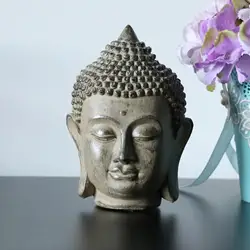 Buddha Head Statue Decorative Figurine Fengshui Home Porch Living Room Decoration Ornament Indoor/Outdoor Meditating Sculpture