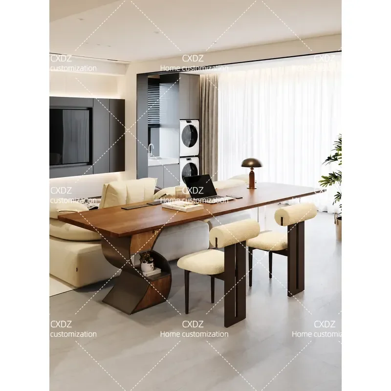 Medieval Style Solid Wood Desk Long Table for Living Room Behind Sofa Household Reading Study Table Horizontal Hall Furniture
