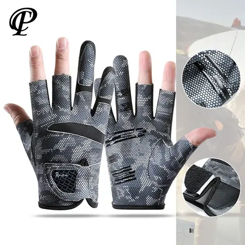 Guanti da pesca mezze dita Protezione traspirante Asciugatura rapida Antiscivolo Guida Kayak Pesca alla carpa Attrezzatura da campeggio sportiva
