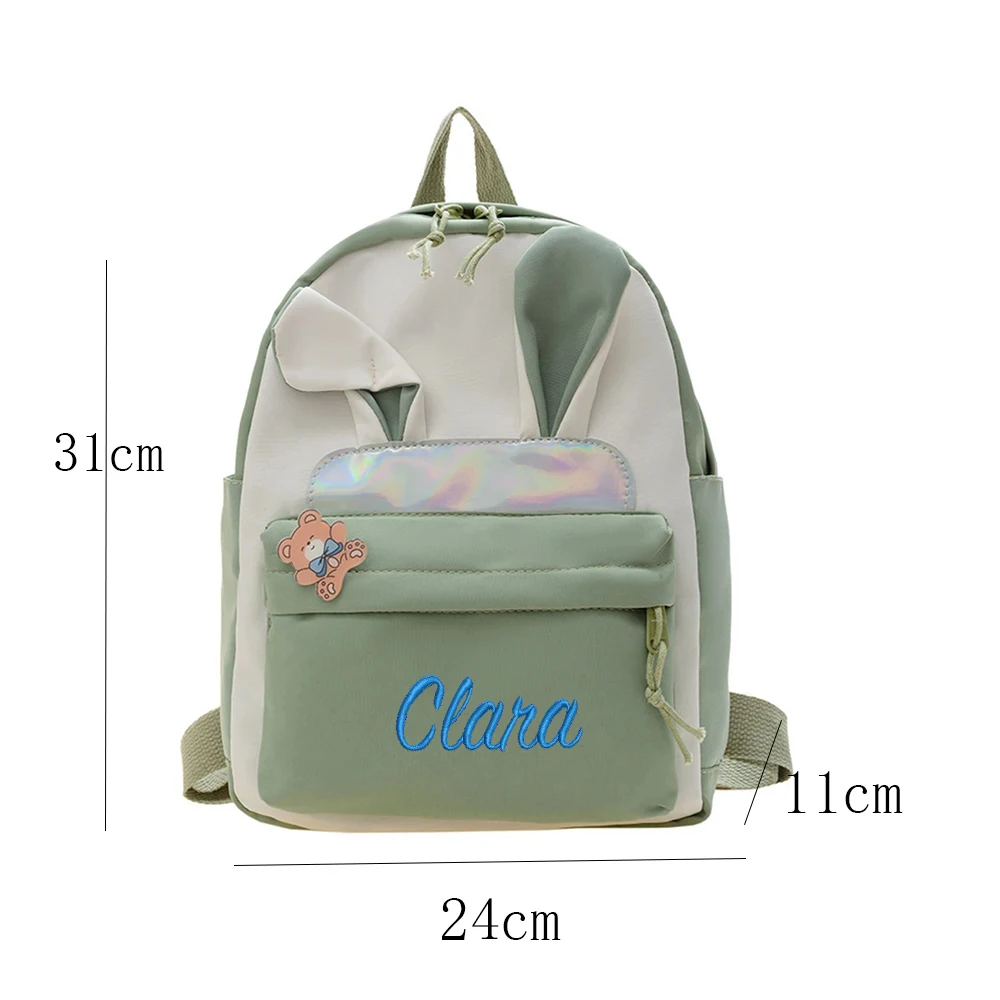 Custom Name Kindergarten Backpack Cute Cartoon Multi Pocket Kids Backpack Personalized Boys Girls Lightweight Outgoing Snackbag