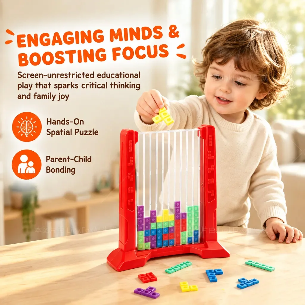 Montessori Tetris Puzzle Toy Vertical Spatial Blocks Game Hands-On Fine Motor Skill Critical Thinking Screen-Free Parent-Child