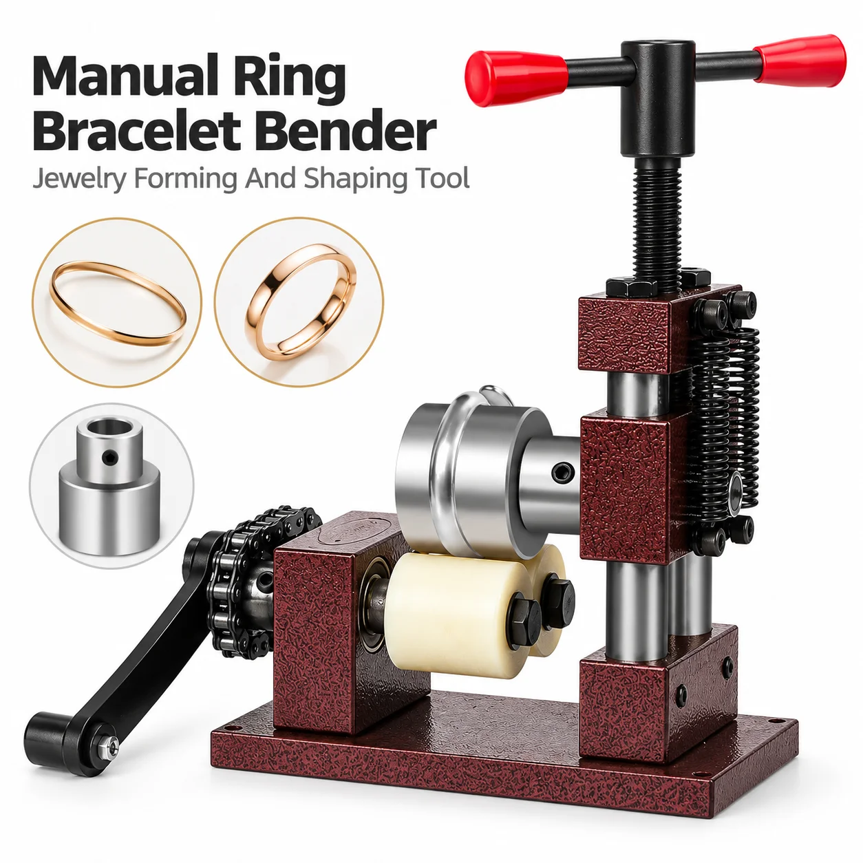 AOLIVIYA Manual Ring Bender Jewelry Rolling Machine Bracelet Bangle Forming Tool Hand Crank Metal Ring Expander For Goldsmiths