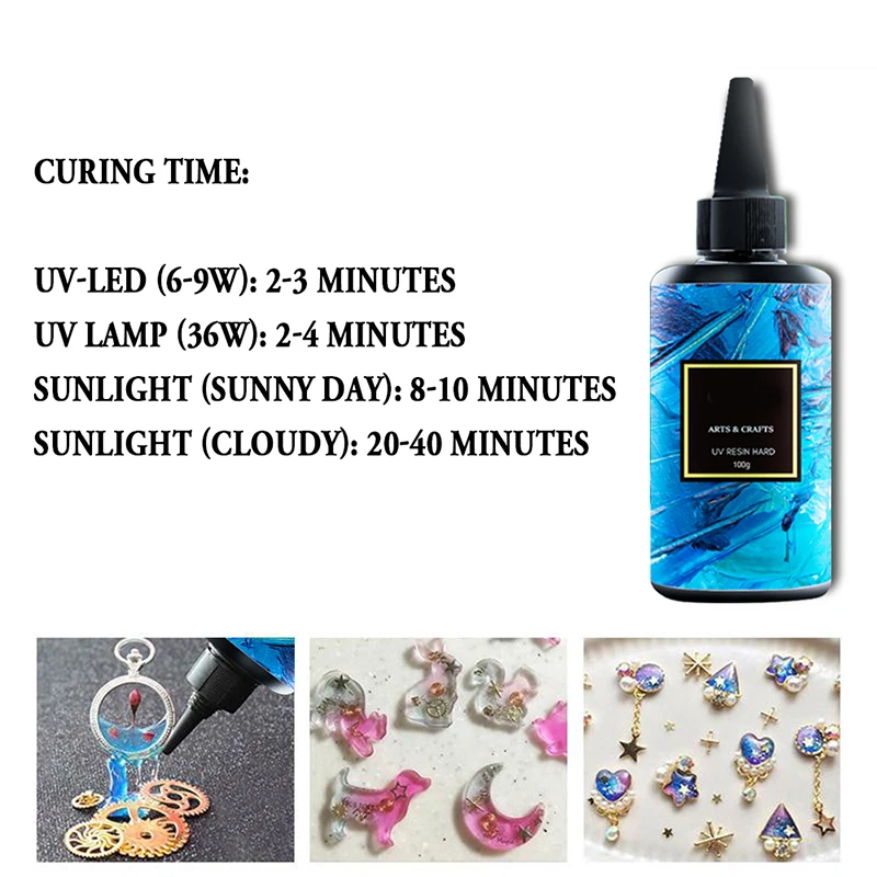UV Resin Keras 200gm Akrilik Ultraviolet Jelas Transparan untuk Kerajinan Perhiasan Cetakan Transparan Resin Kerajinan Perhiasan Cetakan