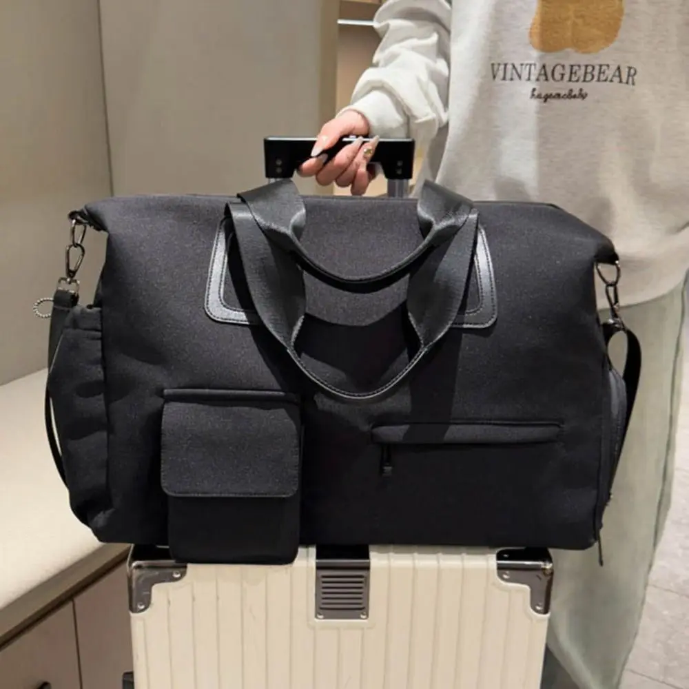 with Dry Wet Separated Travel Duffle Bag Carry On Shoe Compartment Fitness Gym Bag Large Capacity Solid Color