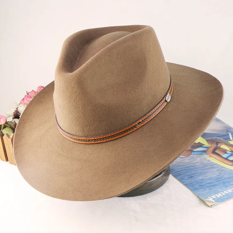 

Hot Sale Autumn And Winter Wool Felt Hats European And American Style Western Cowboy Hat Tibetan Top Hat Travel Fedora Hat