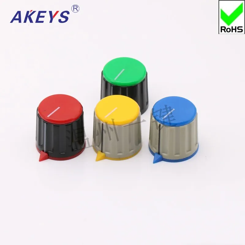 10 pcs KN-21-Y-6.0 Potentiometer Bakelite Plastic Color Knob Encoder Band Switch Top Wire Knob Capr