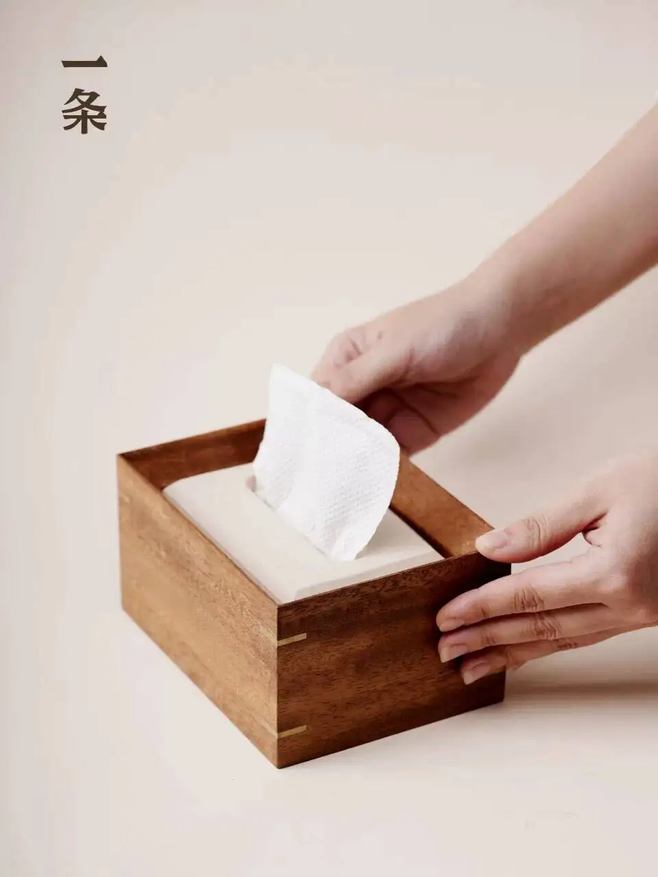 A [Sedimented] Walnut Wood Tissue Box Paper Holder Ornament