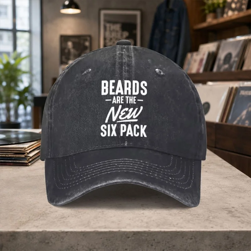Unisex Adjustable Vintage Baseball Cap with Mustache Slogan Print, Hook-and-Loop Closure, Lightweight Washed