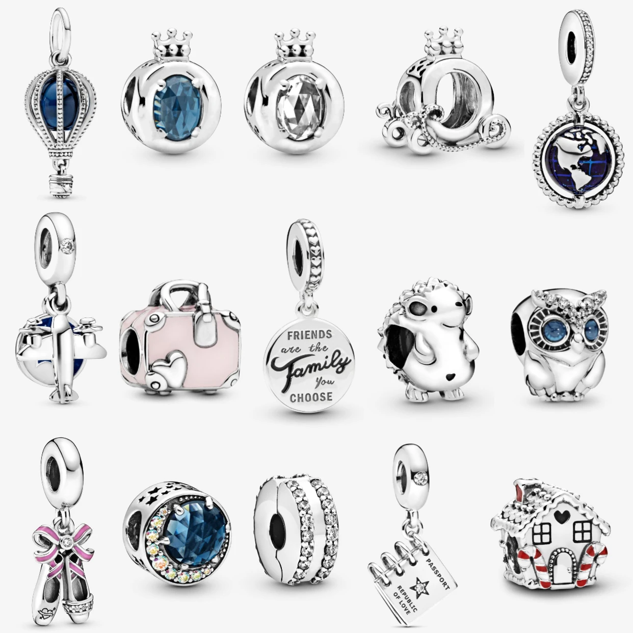 

Горячее предложение 2025, летнее океанское серебро 925 пробы, синее муранское стекло, слон, осьминог, черепаха, бабочка, висячий браслет, подходит для браслета