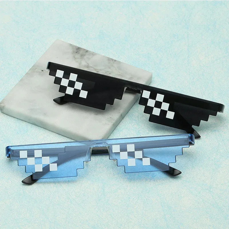 1/2pcs Mosaic Sunglasses For Mens Womens Pixel Black Retro Gamer Robot Sunglasses Cool Party Vintage Shades Eyewear