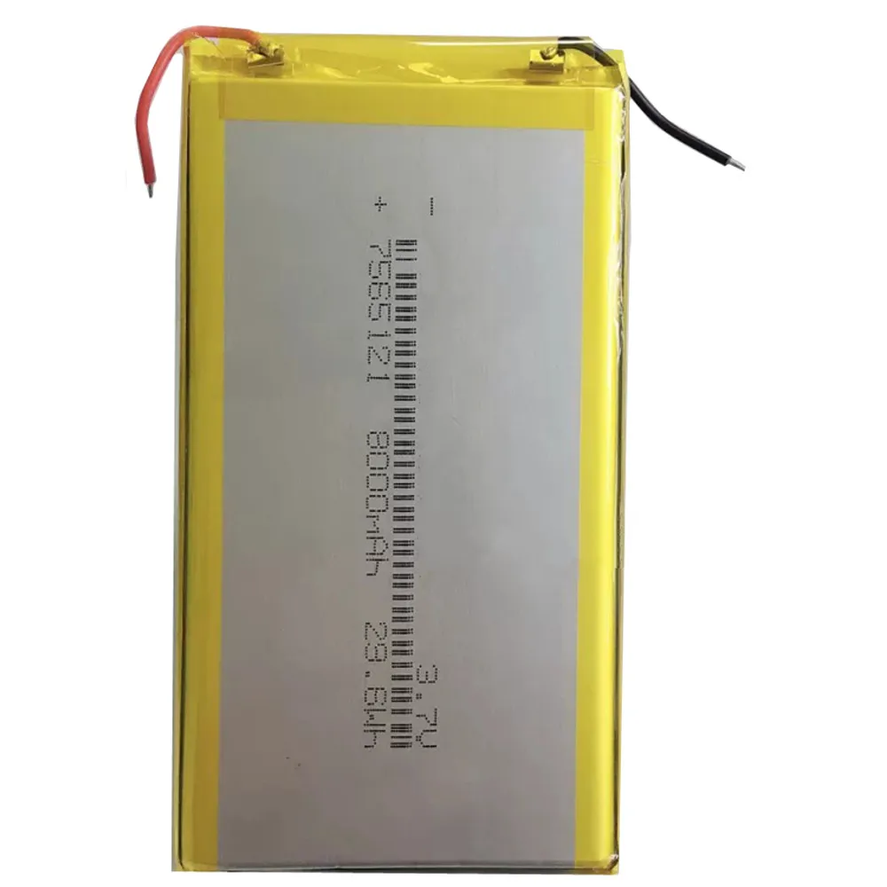 1-10PCS 3.7V 8000mah 7565120 7565121 Lithium Polymer Rechargeable Battery For Pad GPS DVD Bluetooth Speaker Power Bank Tablet PC