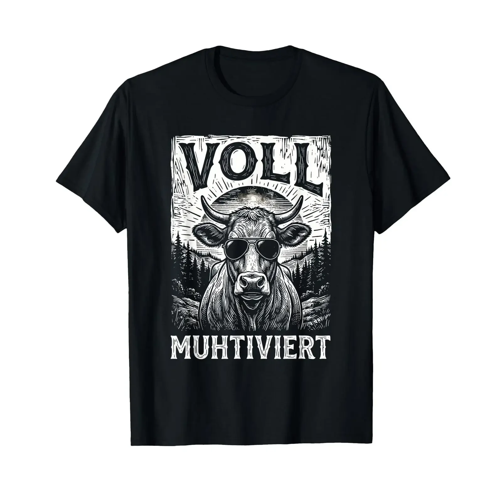 Fully Motifed Funny Cow Motif Farmer Farm T Shirt vintage Washed Breathable graphic Stylish Soft Unisex Stretched fashion