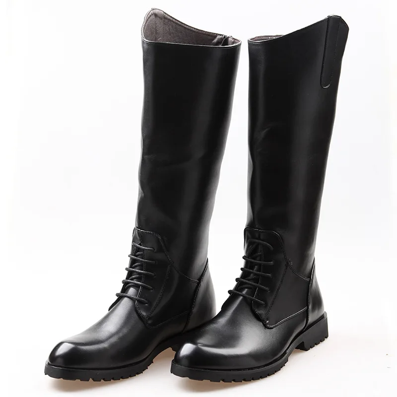 Fashion Casual Tall Leather Boots Back Zipper Men's Cowboy Boots Long Cavalier Soft Leather Riding Boots Motorcycle Boots 37-46