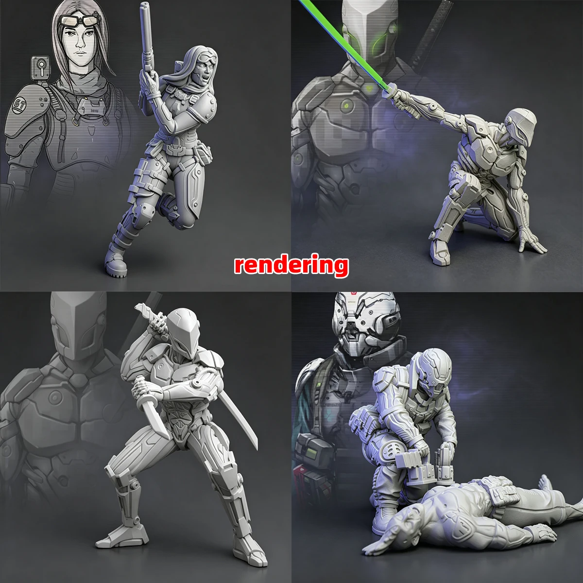 1/35/48 1/60 1/72 1/100 1/144 Modellbausatz 3D Harz Miniatur-Soldatenfiguren Diorama Unbemalt Cyberpunk Taktisches Team DIY – Detail 7