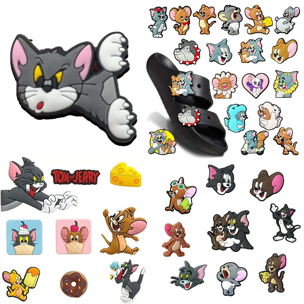 

Disney Cartoon Cat & Mouse large set Shoes Charms PVC DIY Charm Accessories for Tom enthusiast Jerry kids Xmas party Gifts