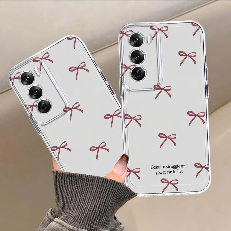 Etui na telefon z wzorem kokardki dla OPPO A11 A16 A55 A56 A57 A72 A52 A73 A74 A54 A76 A78 A58 A98 Pro 5G TPU Przezroczyste