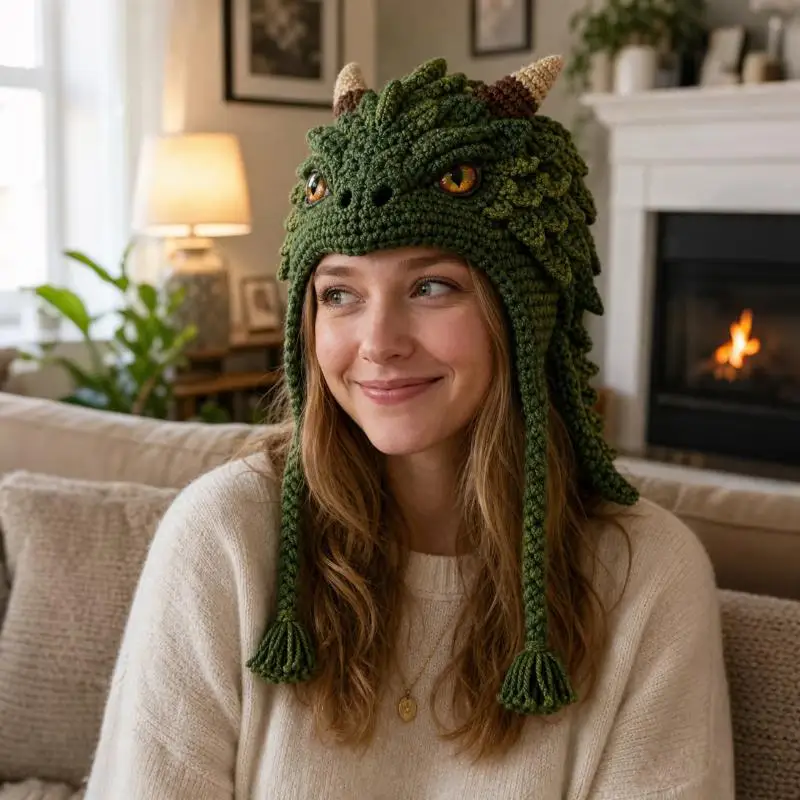 DIY Häkelset „Mystischer Wolf“ mit Kapuze, vorgeschnittenes Garn, alle Materialien enthalten, Video-Tutorial für Anfänger – Detail 12