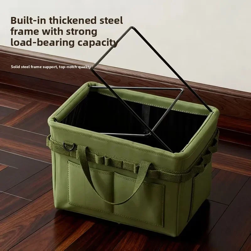 Heavy Duty Foldable Oxford Tool Bag, Large Capacity Organizer with Side Pockets for Car Repair Construction Camping